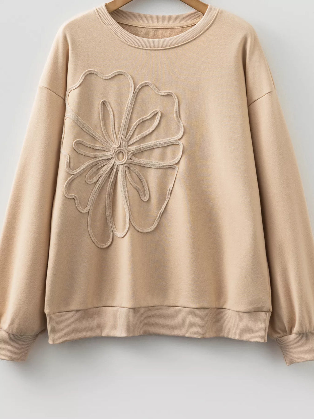 Beige sweatshirt with a floral design-DEA Collection 