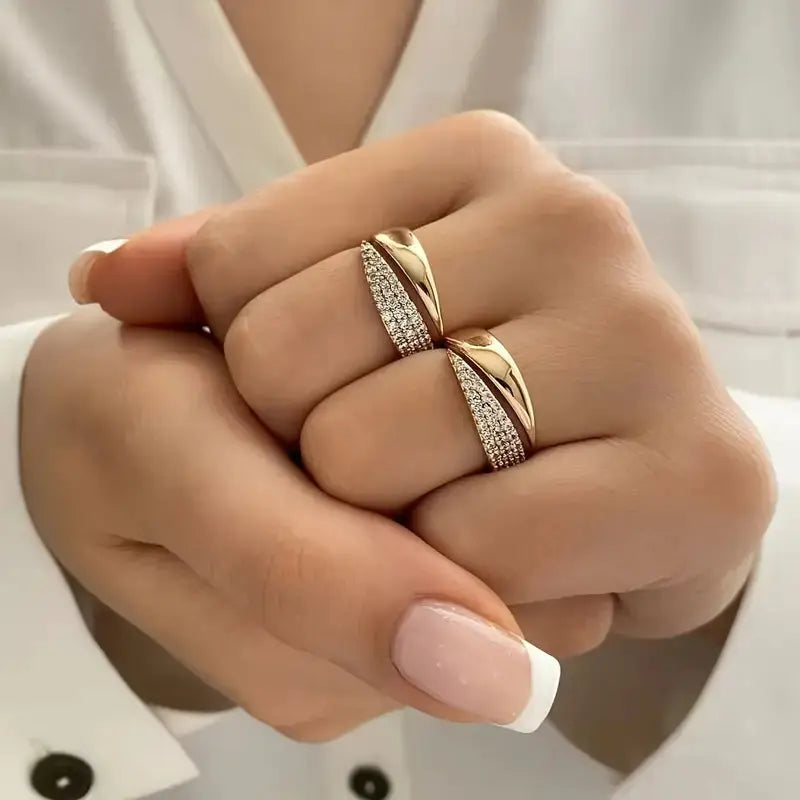 Elegant Sparkle Crystal Ring Adjustable Women Silver Gold Jewelry - DEA Collection