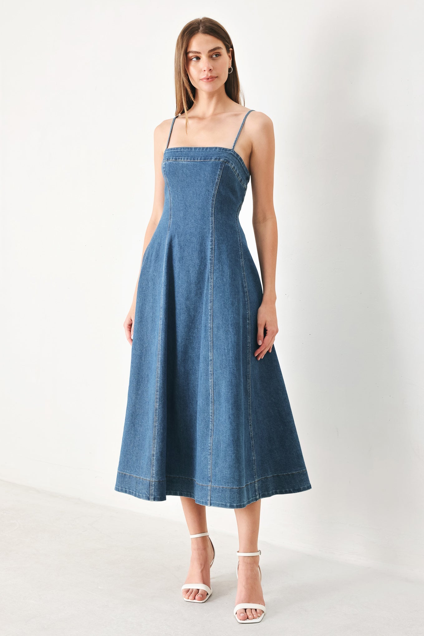 SUMMER INDIGO DENIM MIDI DRESS - DEA collection