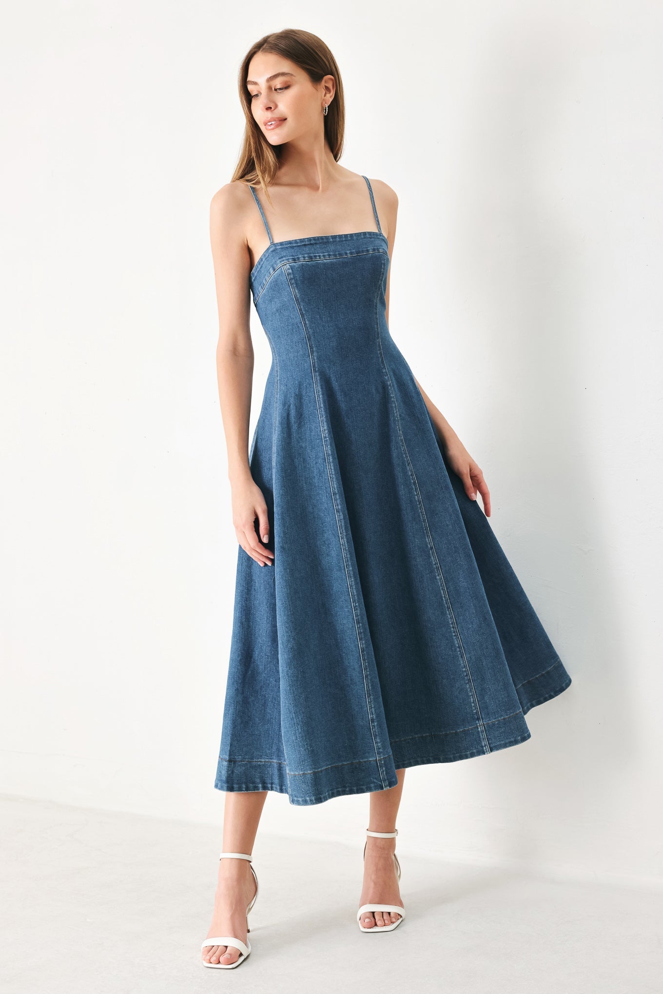 SUMMER INDIGO DENIM MIDI DRESS - DEA collection