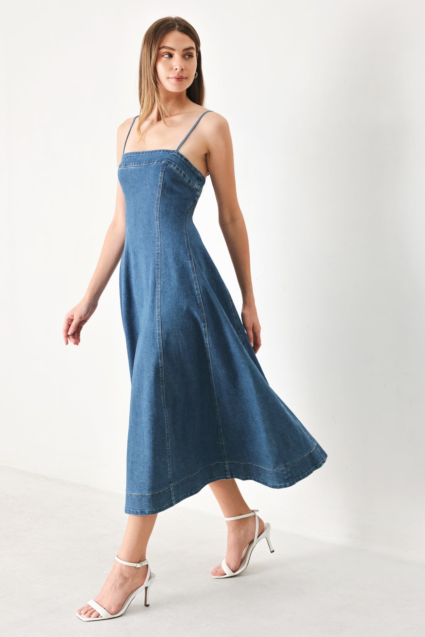 SUMMER INDIGO DENIM MIDI DRESS - DEA collection