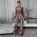 Fashionable  Style Plaid Blazer Jacket - DEA Collection
