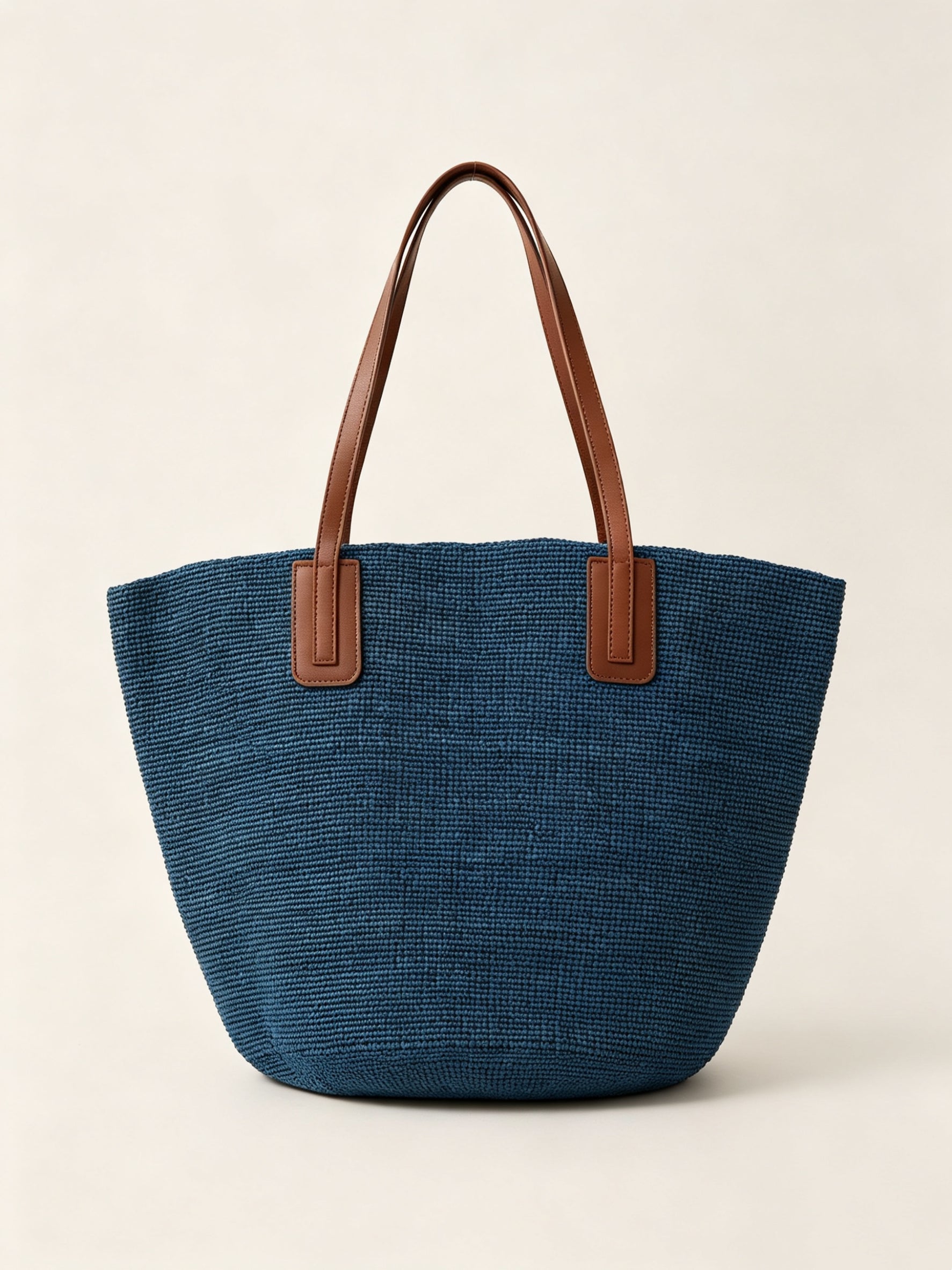Handwoven Raffia Tote Bag With Leather Handles - DEA collection