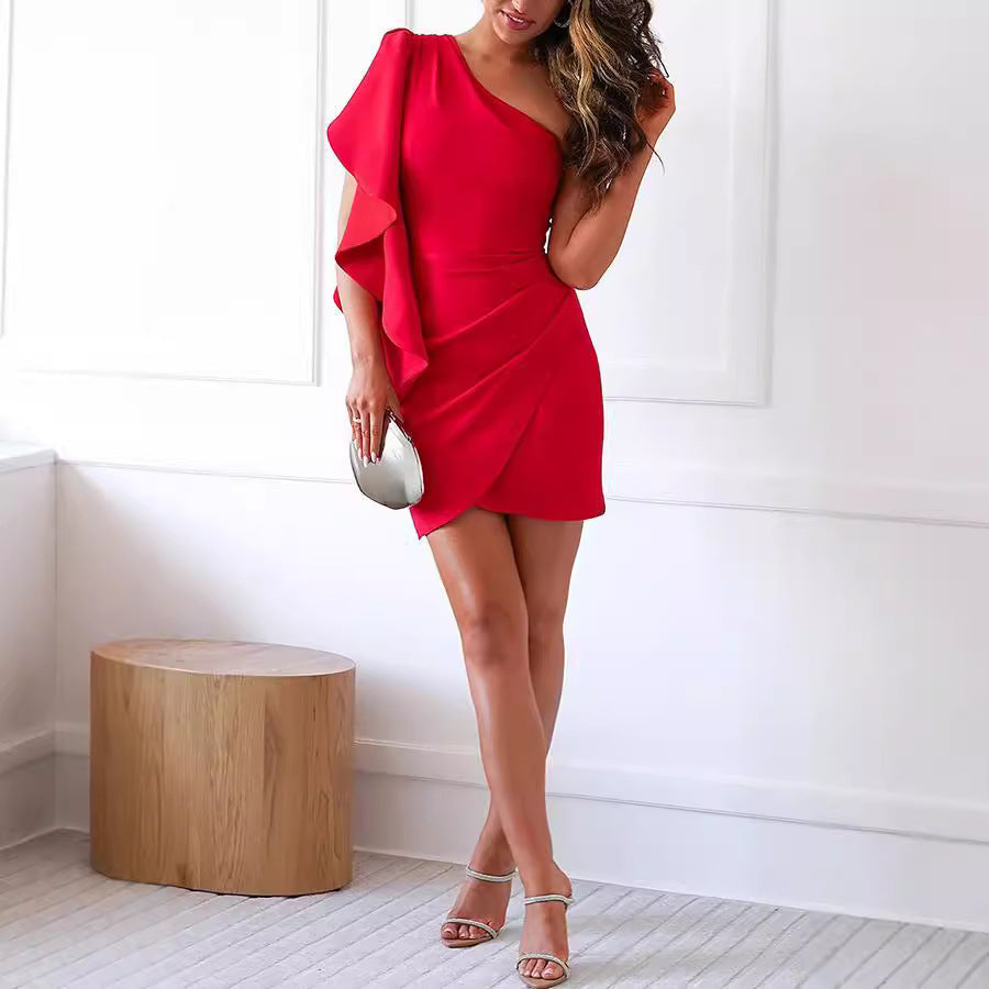 Ruffled One Shoulder Dress - DEA collection