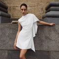 Irregular Asymmetric White Sleeveless Waist Tight Elegant Dress Women Elegant Slim Fit - DEA collection