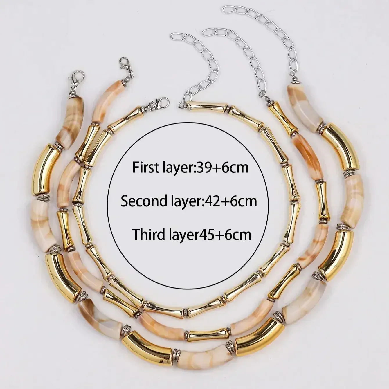 3 pieces/set Bohemian Acrylic Bamboo Beads Choker Necklace Set for Women Chunky Tube Necklaces 2024 Accessories Jewelry - DEA collection