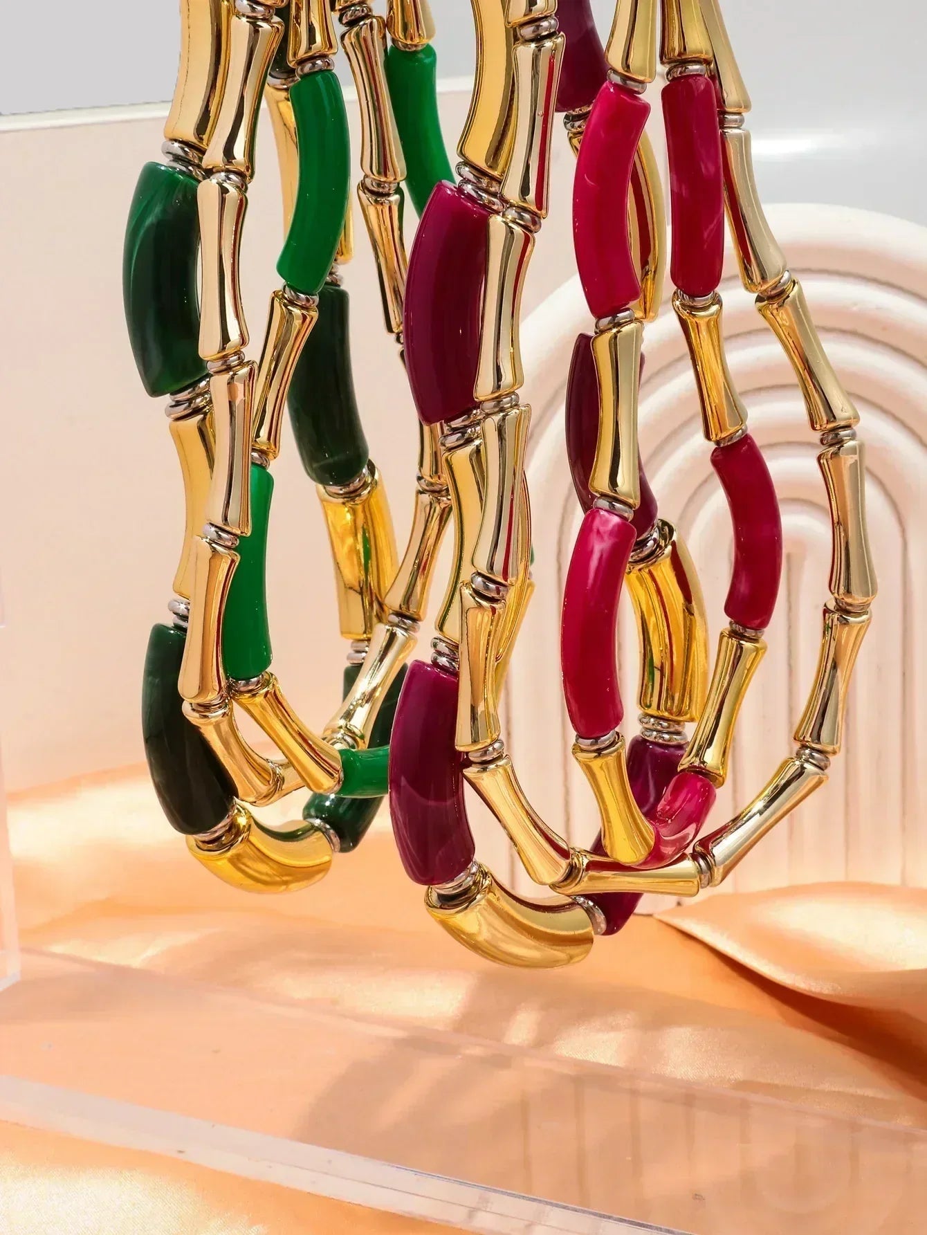 3 pieces/set Bohemian Acrylic Bamboo Beads Choker Necklace Set for Women Chunky Tube Necklaces 2024 Accessories Jewelry - DEA collection