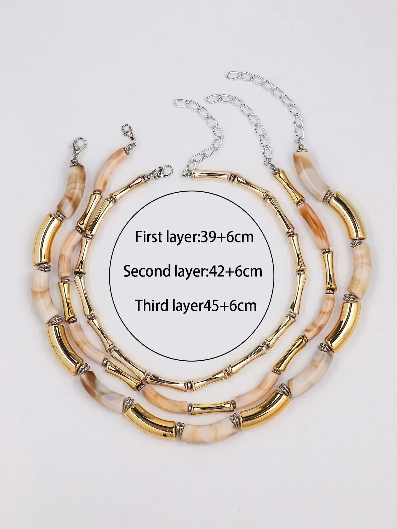 3 pieces/set Bohemian Acrylic Bamboo Beads Choker Necklace Set for Women Chunky Tube Necklaces 2024 Accessories Jewelry - DEA collection