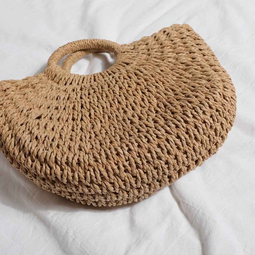 Summer Straw Bags: Top Handle Semi Circle Straw Bag