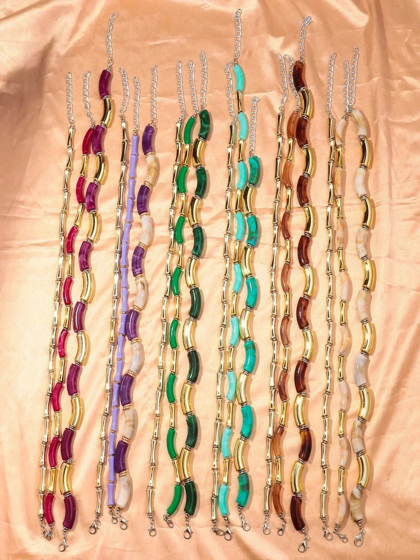 3 pieces/set Bohemian Acrylic Bamboo Beads Choker Necklace Set for Women Chunky Tube Necklaces 2024 Accessories Jewelry - DEA collection