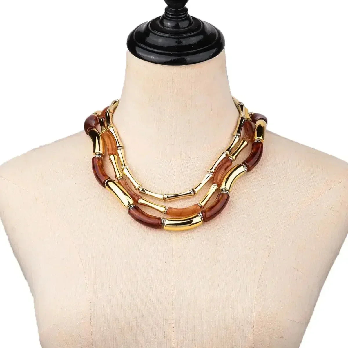 3 pieces/set Bohemian Acrylic Bamboo Beads Choker Necklace Set for Women Chunky Tube Necklaces 2024 Accessories Jewelry - DEA collection