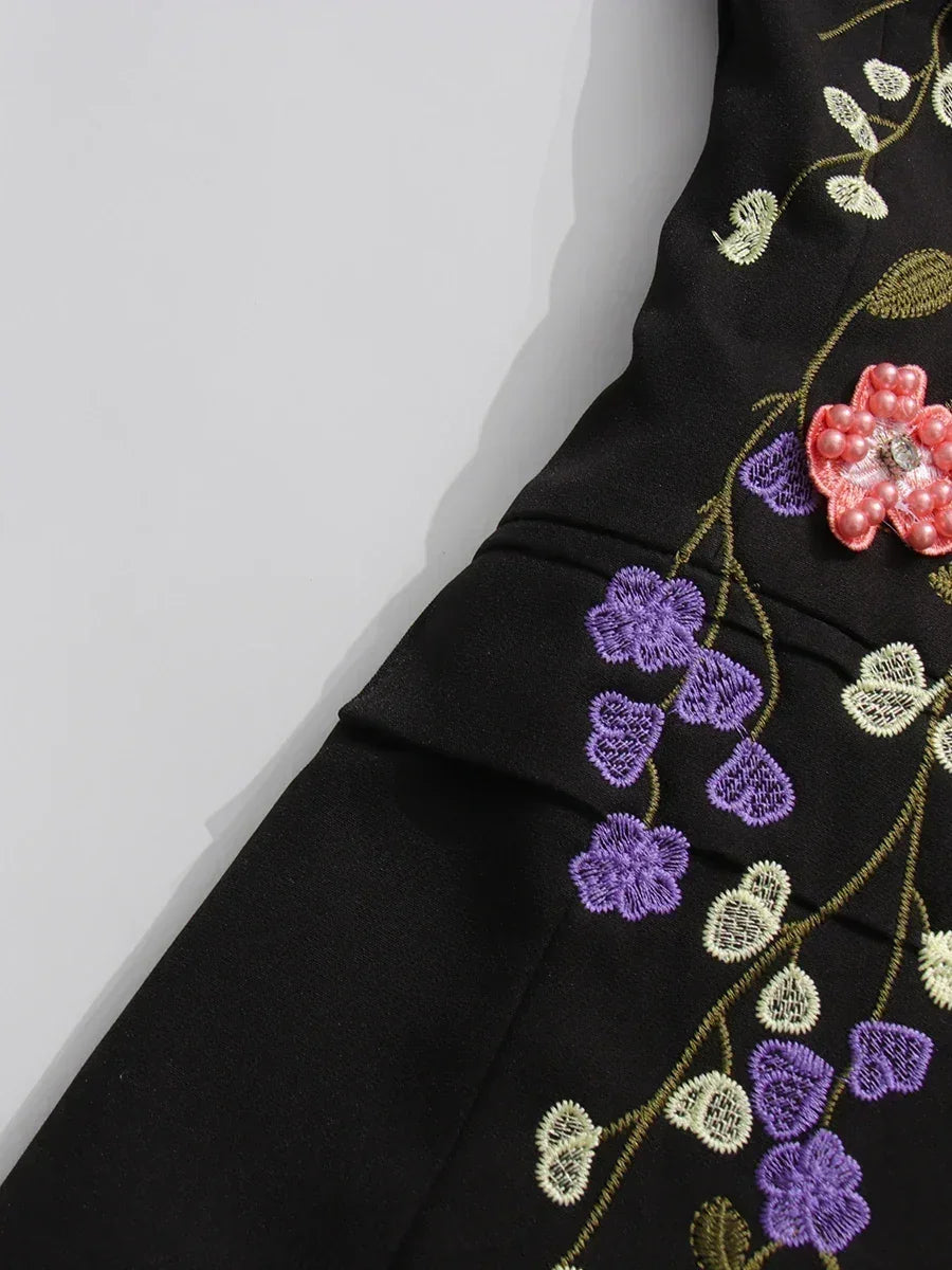 TWOTWINSTYLE Hit Color Spliced Appliques Fashion Blazers for Women Lapel Long Sleeves Patchwork Bead Temperament Blazer Female - DEA collection