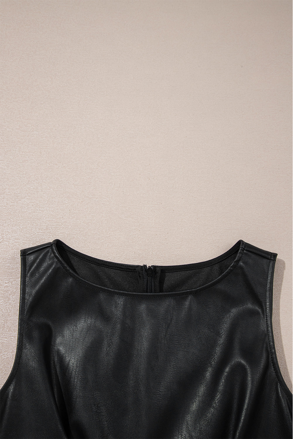 Faux Leather Sleeveless Mini Dress