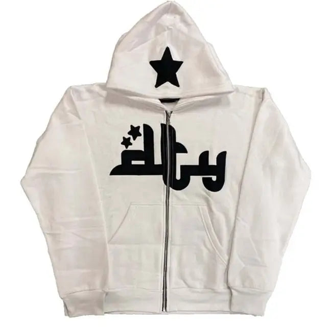 별무늬 집업 후드티 여성 오버사이즈 S-3XL 화이트 블랙 살구