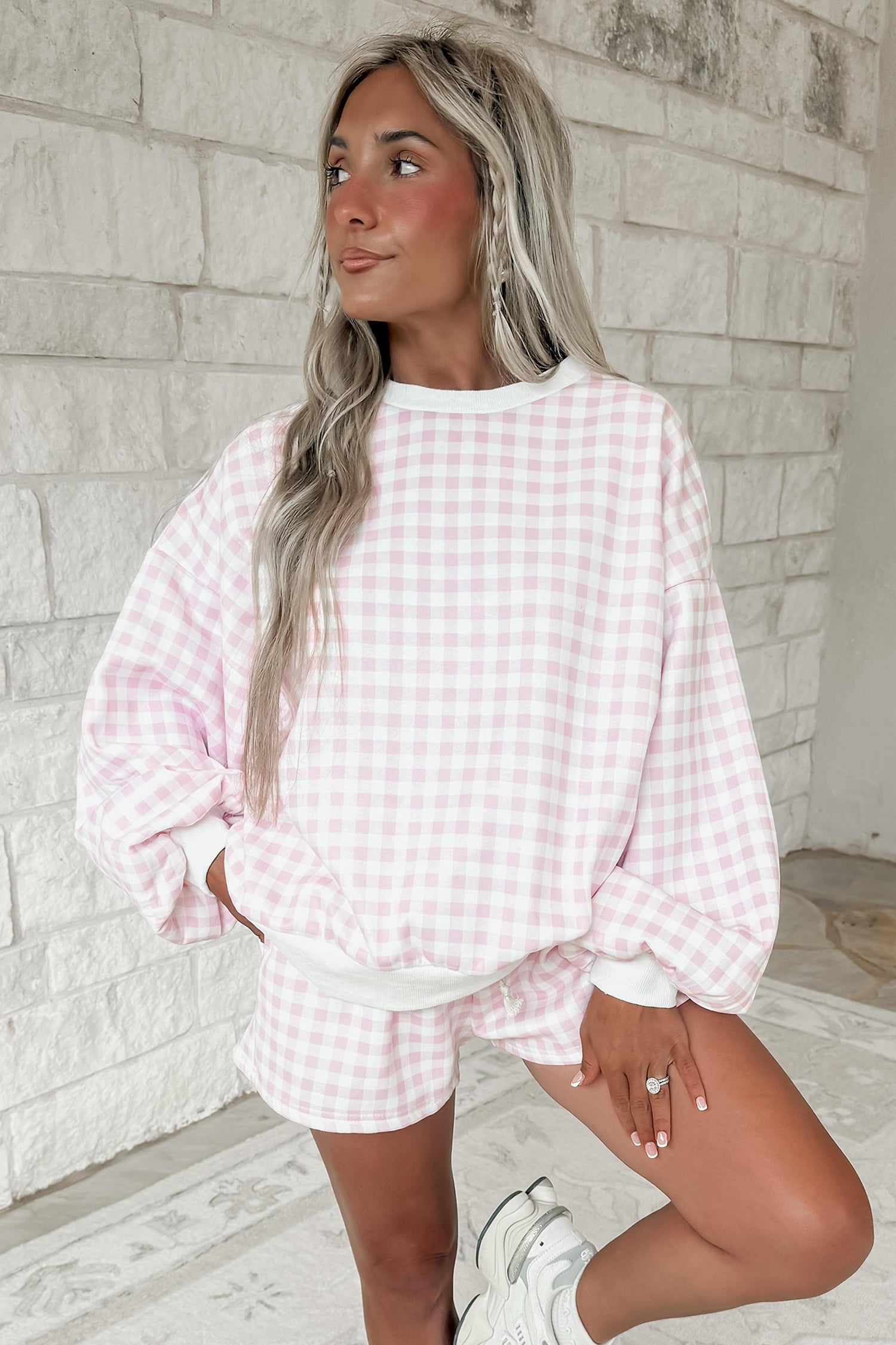 Plaid Drawstring Shorts Set