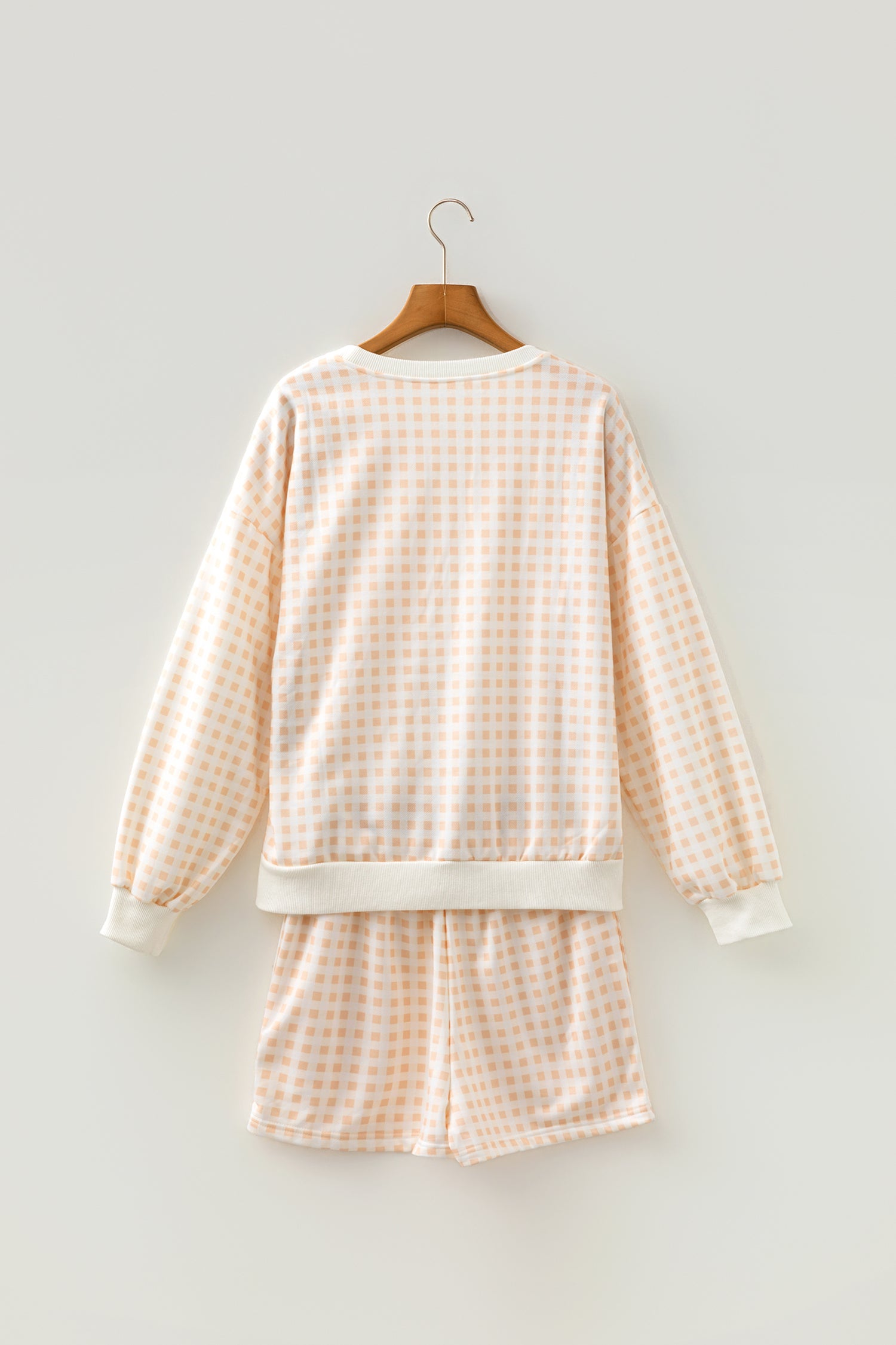 Plaid Drawstring Shorts Set