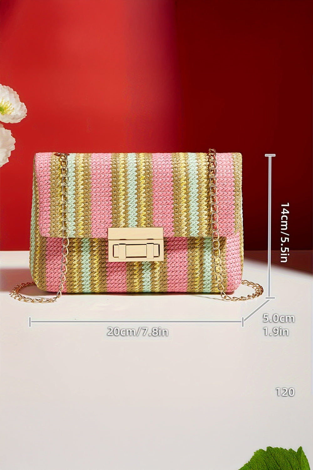 Stripe Woven Shoulder Bag