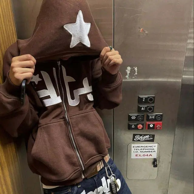 별무늬 집업 후드티 여성 오버사이즈 S-3XL 화이트 블랙 살구