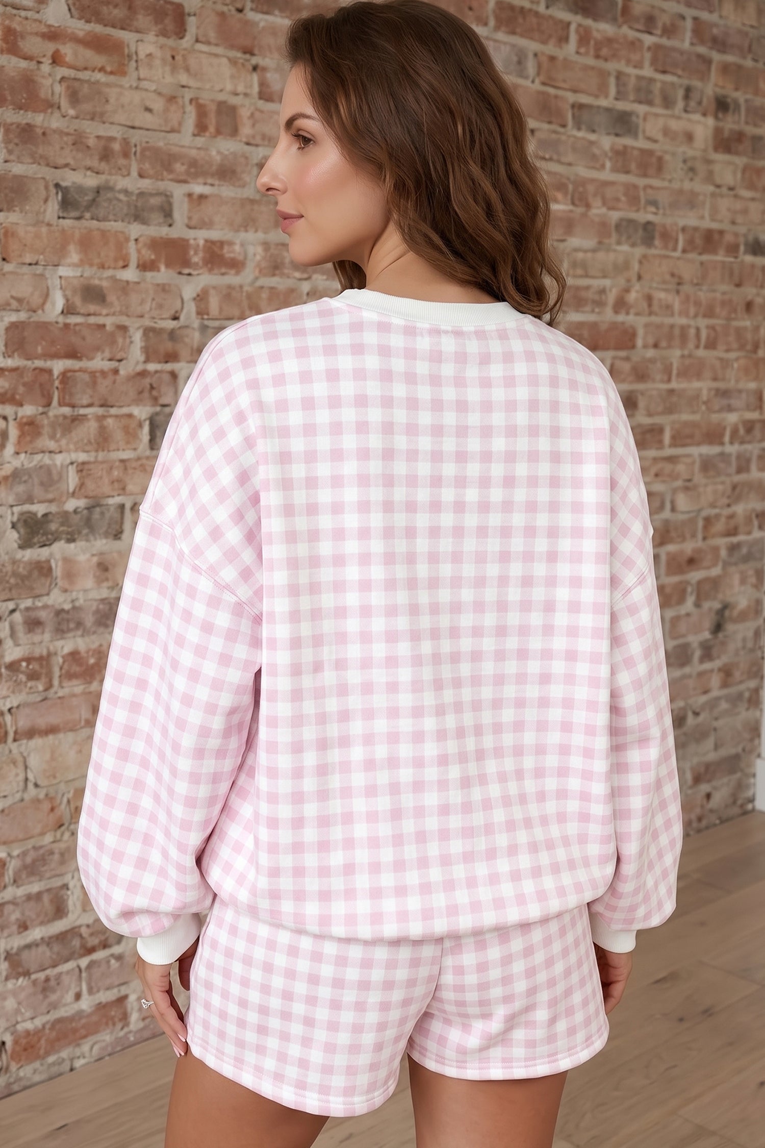 Plaid Drawstring Shorts Set