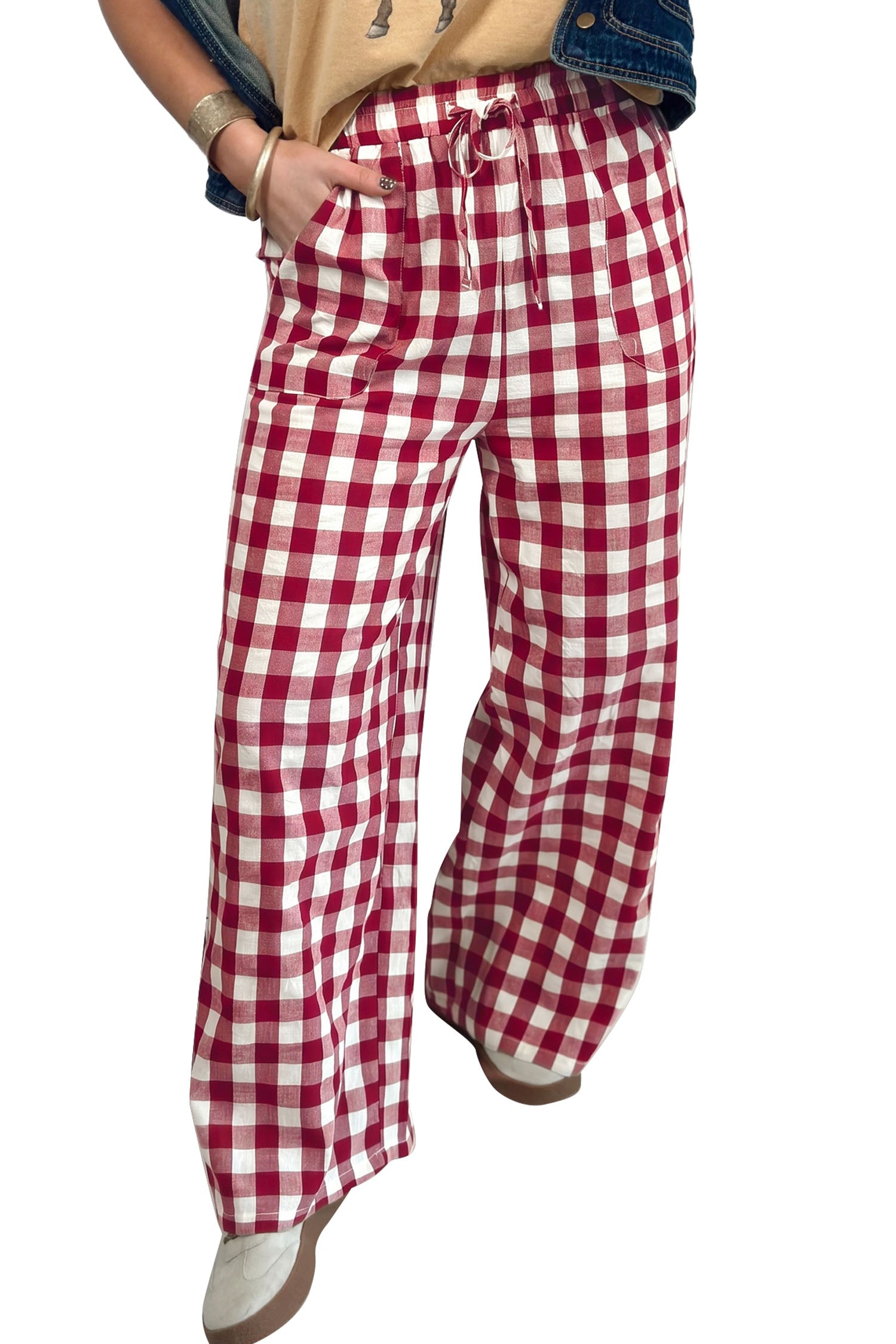Gingham Tie Waist Pants