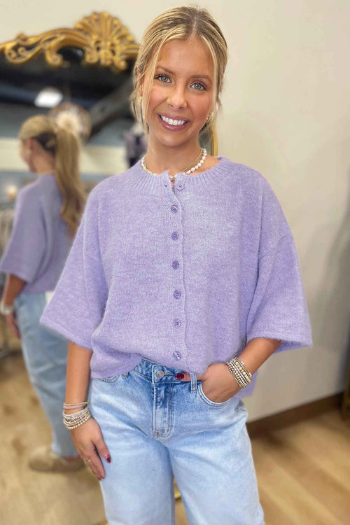Boxy Knit Button Cardigan
