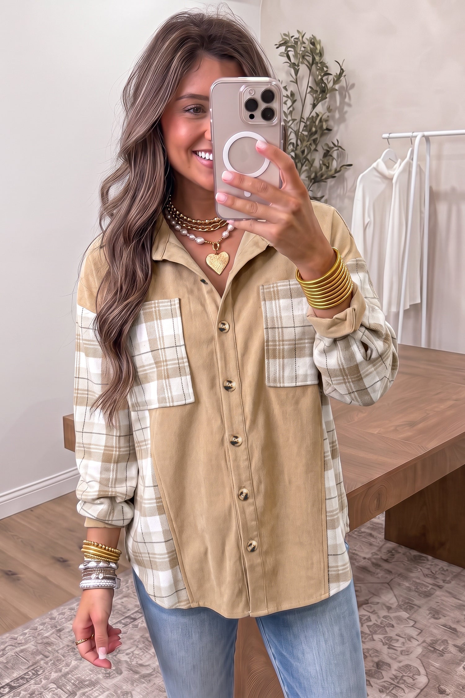 Plaid Colorblock Shacket