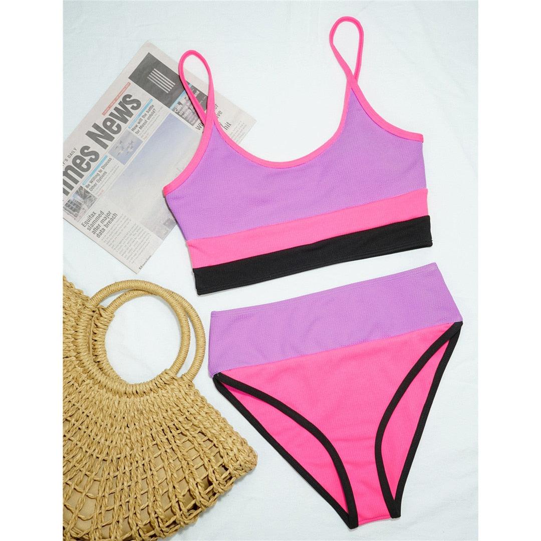 Female Swimsuit High Waist Bikini Women High Waist Bikini Set Two Piece Swimsuits Bikini Top With Bottoms Bathing Suits For Teens Girls Women Swimwear Two-pieces Bikini Set Sport Bathing Suit Swim Lady - DEA collection