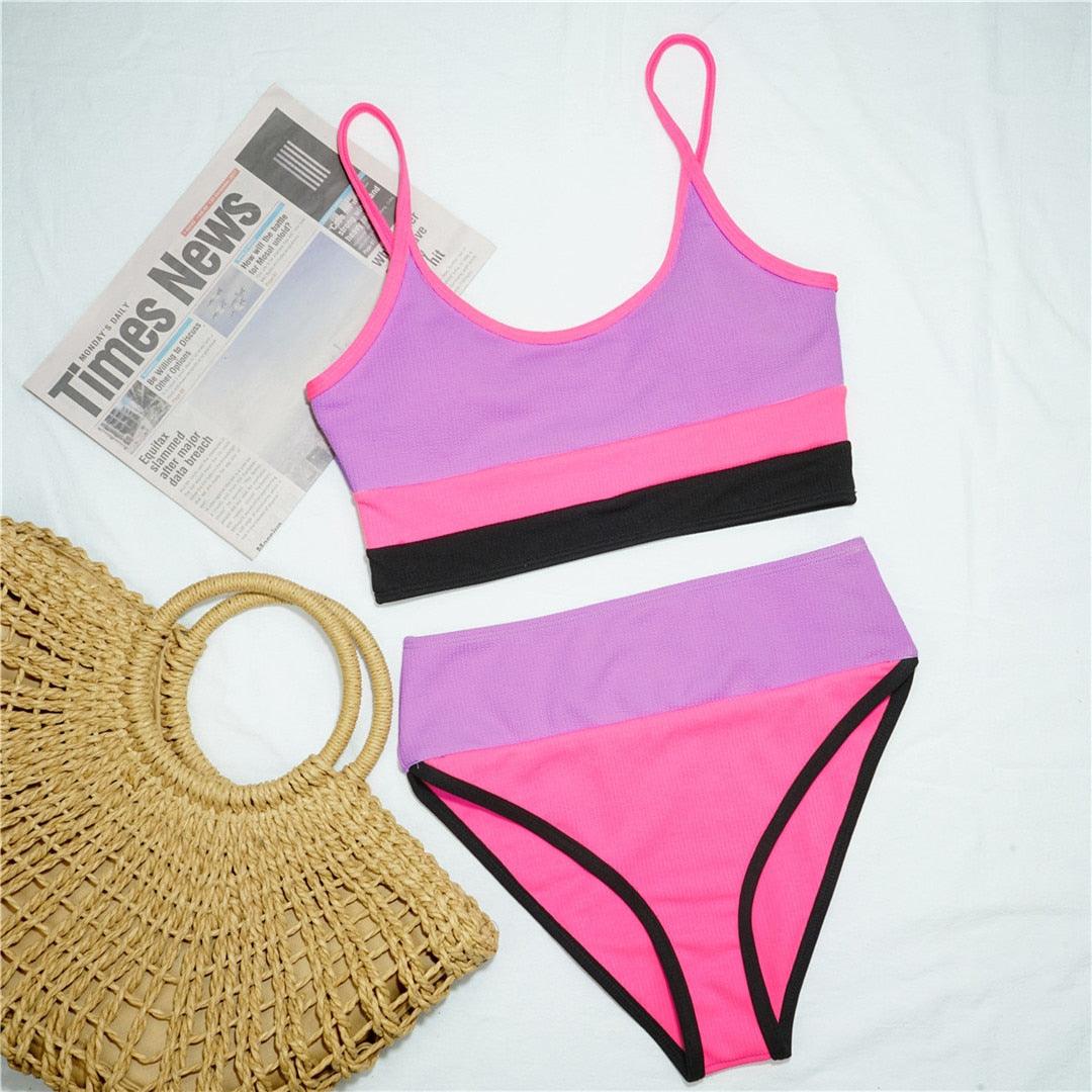 Female Swimsuit High Waist Bikini Women High Waist Bikini Set Two Piece Swimsuits Bikini Top With Bottoms Bathing Suits For Teens Girls Women Swimwear Two-pieces Bikini Set Sport Bathing Suit Swim Lady - DEA collection