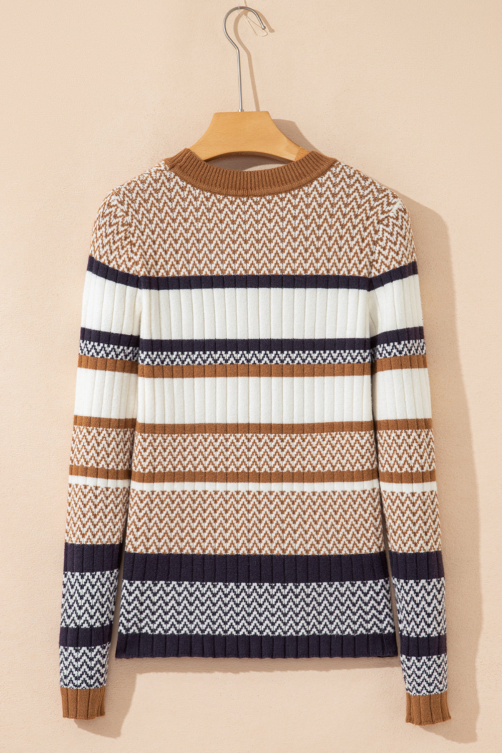 Brown Stripe Chevron Pattern Knitted