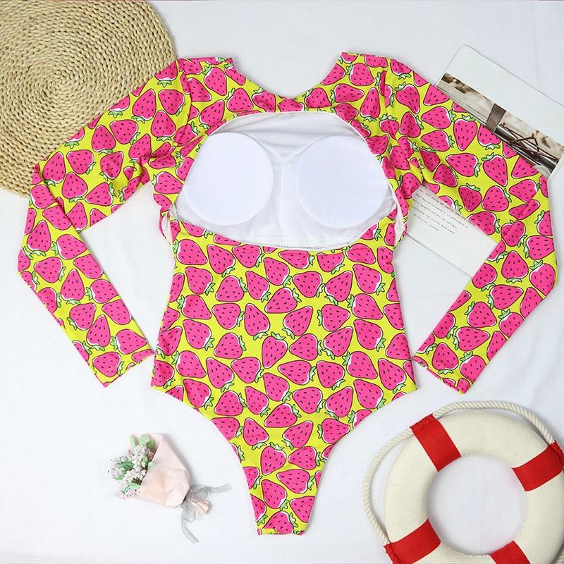 Surfing Swimsuit For Women Bikini Long Sleeve Swimwear Tiger Print Push Up Summer Bath Suit Two Piece Surfing Rash Guard Bikini Long Sleeve Swimsuit Set - DEA collection