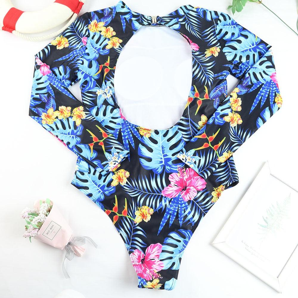 Surfing Swimsuit For Women Bikini Long Sleeve Swimwear Tiger Print Push Up Summer Bath Suit Two Piece Surfing Rash Guard Bikini Long Sleeve Swimsuit Set - DEA collection