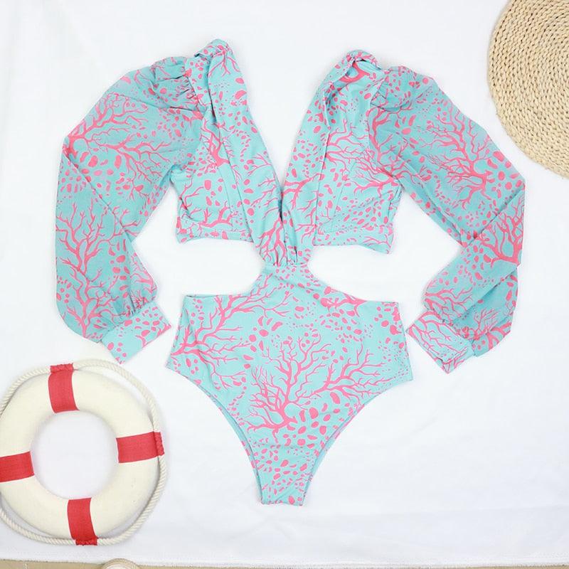 Surfing Swimsuit For Women Bikini Long Sleeve Swimwear Tiger Print Push Up Summer Bath Suit Two Piece Surfing Rash Guard Bikini Long Sleeve Swimsuit Set - DEA collection
