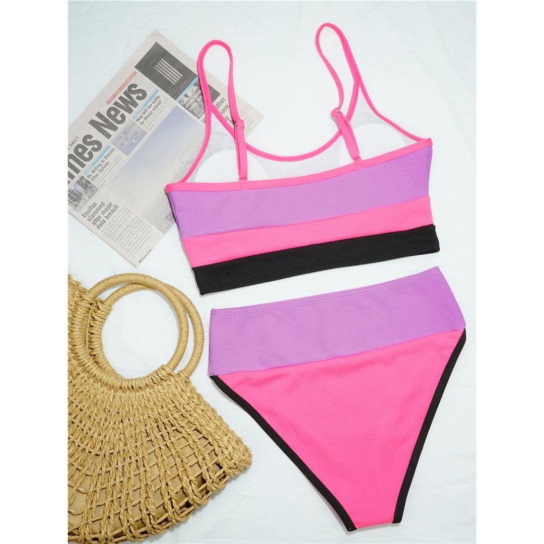 Female Swimsuit High Waist Bikini Women High Waist Bikini Set Two Piece Swimsuits Bikini Top With Bottoms Bathing Suits For Teens Girls Women Swimwear Two-pieces Bikini Set Sport Bathing Suit Swim Lady - DEA collection