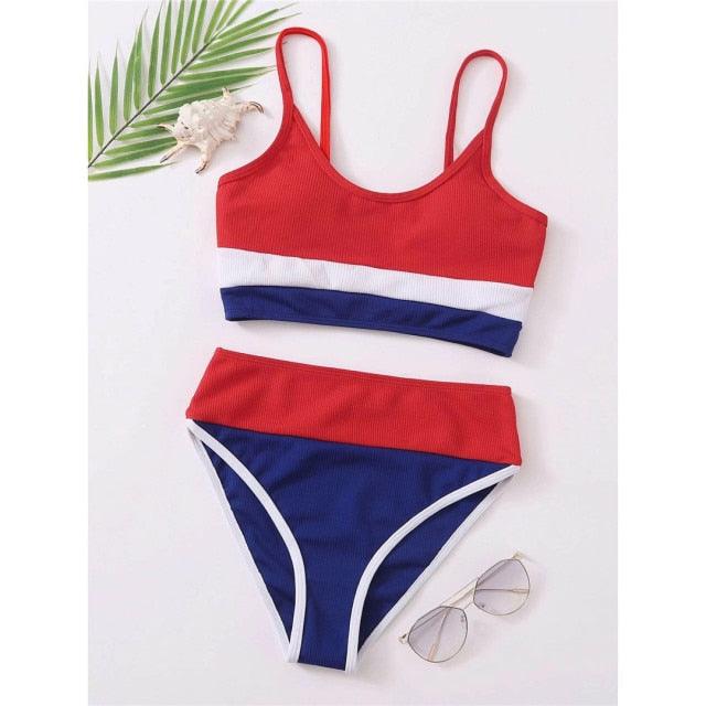 Female Swimsuit High Waist Bikini Women High Waist Bikini Set Two Piece Swimsuits Bikini Top With Bottoms Bathing Suits For Teens Girls Women Swimwear Two-pieces Bikini Set Sport Bathing Suit Swim Lady - DEA collection