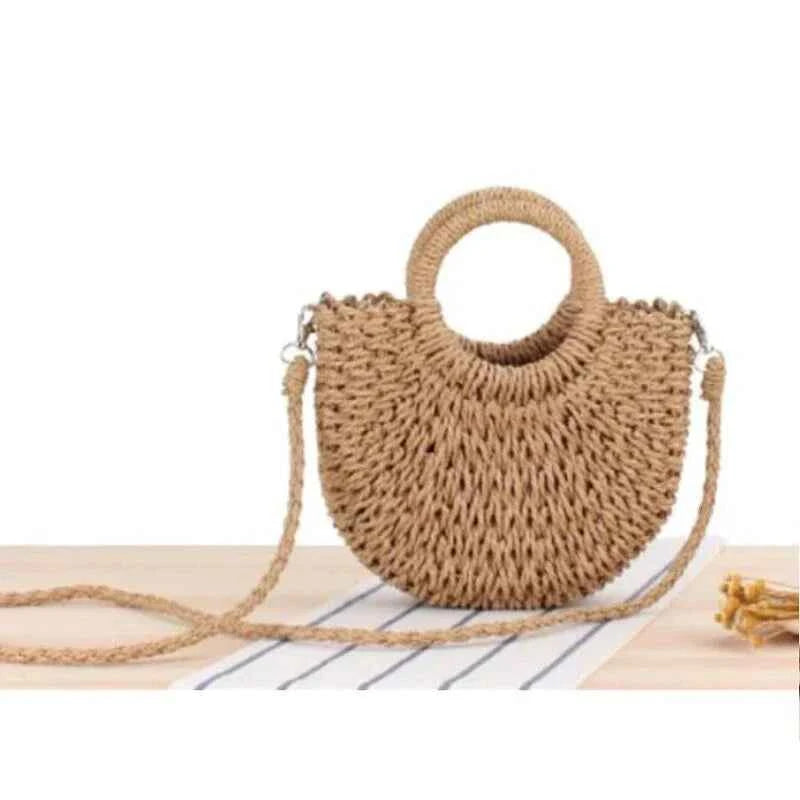 Summer Straw Bags: Top Handle Semi Circle Straw Bag
