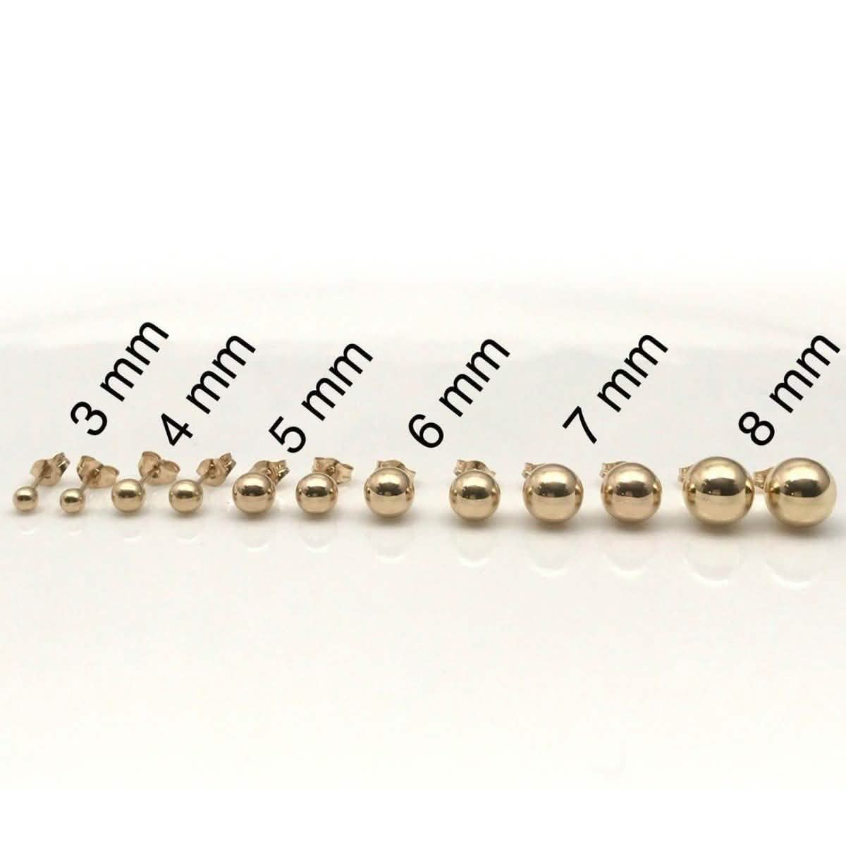 Solid 14K Gold Ball Studs - Assorted Sizes - DEA collection