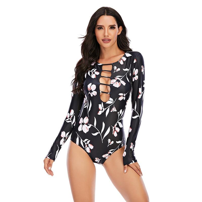 Surfing Swimsuit For Women Bikini Long Sleeve Swimwear Tiger Print Push Up Summer Bath Suit Two Piece Surfing Rash Guard Bikini Long Sleeve Swimsuit Set - DEA collection